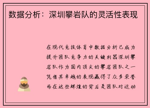 数据分析：深圳攀岩队的灵活性表现